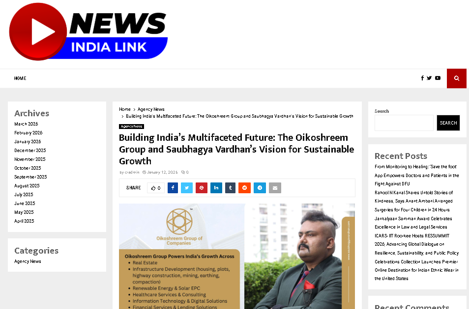 Oikoshreem featured in News Indian Link: Empowering the Future of Mobility